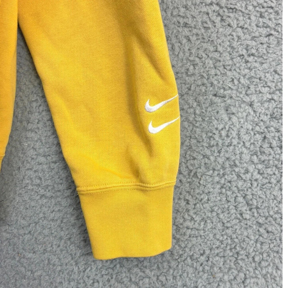 Nike Sportswear Swoosh Crewneck Sweatshirt Mens S Yellow Embroidered Pullover